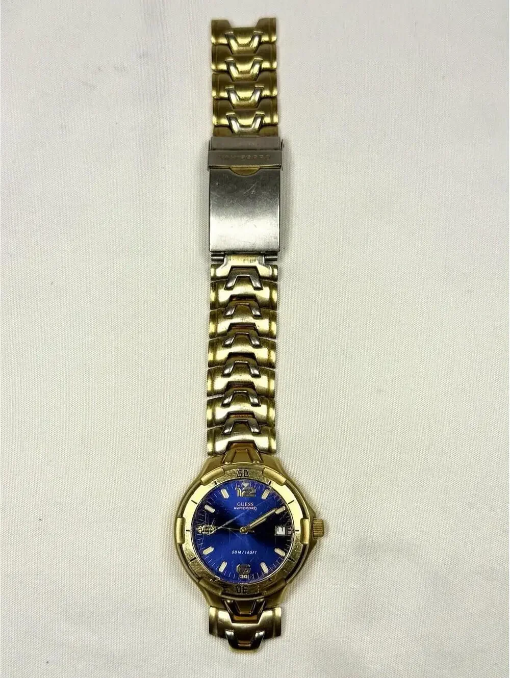 Guess Waterpro Mens Watch Stainless Steel G85305G Water Resistant Blue Face